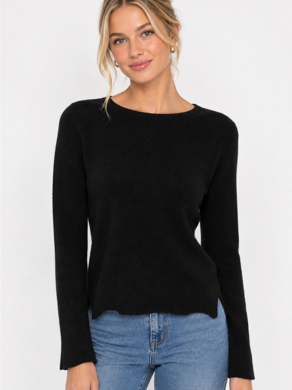 Carine Roitfeld Uniqlo 100% cashmere sweater black sz M (tagged L) top pullover